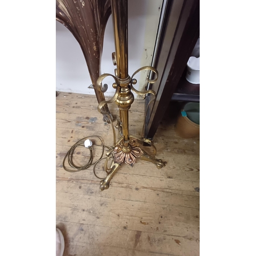 317 - Art Nouveau Brass and Copper Standard Lamp