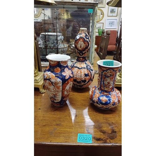 321 - Imari Porcelain Gourd Vase (25cm Tall) and 2 other Imari Vases