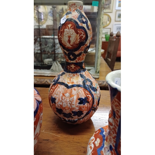 321 - Imari Porcelain Gourd Vase (25cm Tall) and 2 other Imari Vases