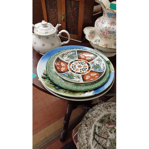 332 - Mixed lot of Cabinet Plates, Tea Pots and a Jug and Bowl Set