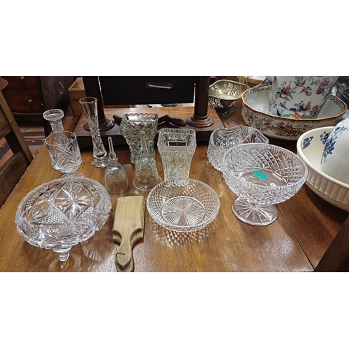 338 - Mixed lot of Cut Glass and Crystal including a Tyrone Footed Bowl