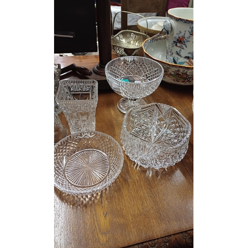 338 - Mixed lot of Cut Glass and Crystal including a Tyrone Footed Bowl