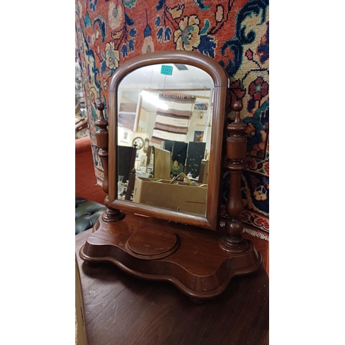 340 - Victorian Mahogany Table Mirror with Jewellery Compartment on a Serpentine Base