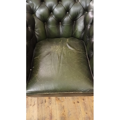 343 - Green Leather Chesterfield Club Armchair