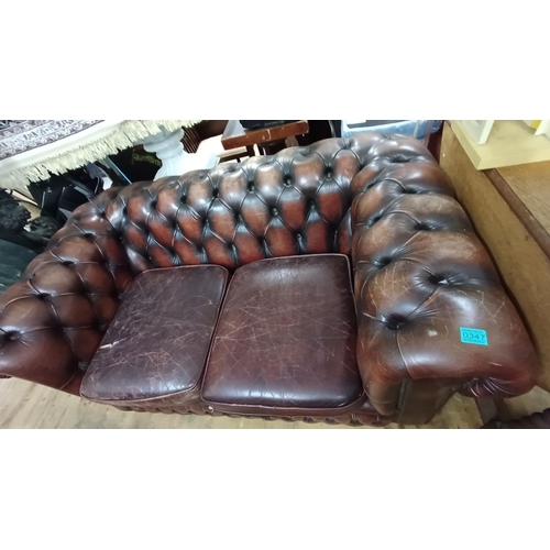 347 - Chesterfield Style 2 Seater Leather Sofa