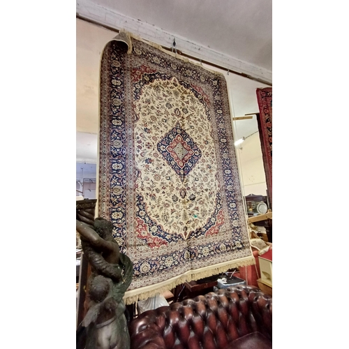 348 - Kashmir Style Medallion Pattern Ivory Ground Rug (300cm x 200cm)