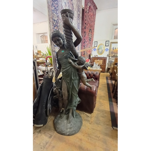 349 - Full size Bronzed Metal Classical Style Statue with Light Fitting (180cm Tall)