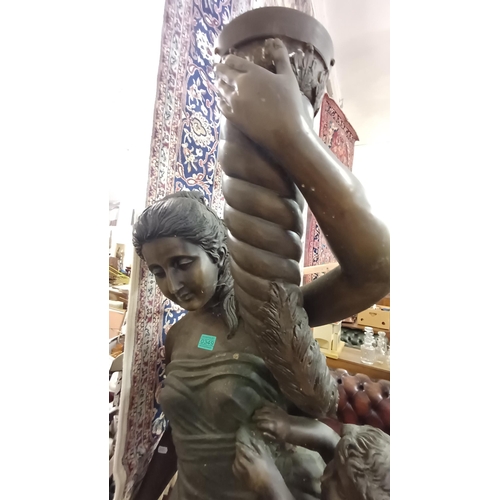 349 - Full size Bronzed Metal Classical Style Statue with Light Fitting (180cm Tall)