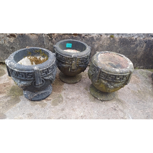 406 - 3 Small Concrete Flower Pots (24cm Tall)