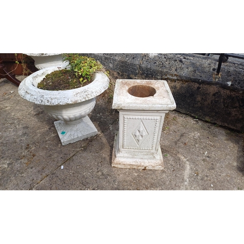 408 - Good Pair of old Concrete Garden Statuary Planters on stands (97cm Tall)