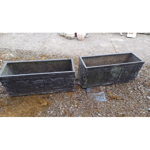 413 - Pair of Fibreglass Planters (75cm x 25cm x 30cm)