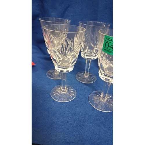 424 - Set of 5 Waterford Cut Glass Dessert Wine Glasses (15cm Tall)