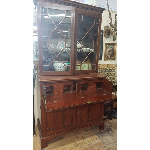 493 - Georgian Mahogany Secretaire Bookcase - very good condition