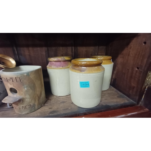 494 - Collection of Food Jars, Jardiniere, Chemist Jar etc