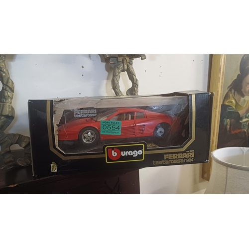 554 - Cast Metal Burago Ferrari Model Car (Scale 1:18) (a/f)