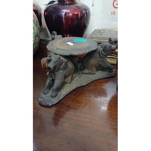 567 - Carved Hardwood Elephant Table Centrepiece, Tobacco Jar and a Trinket Box