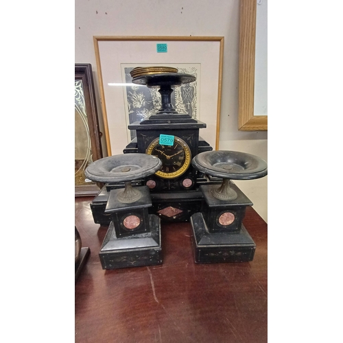 579 - 19th Century Slate and Marble Clock Set