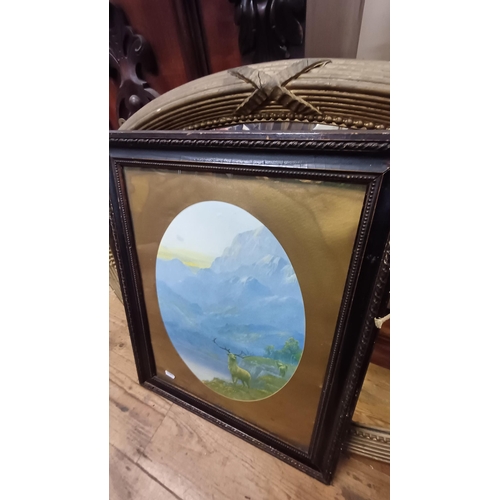 583 - Pair of Edwardian Coloured Prints, Gilt Framed Oval Mirror and a Framed Oriental Scene