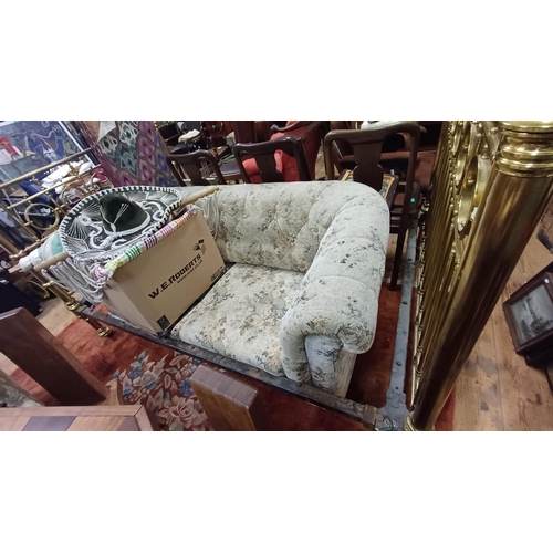 636 - Upholstered Floral Chesterfield Sofa