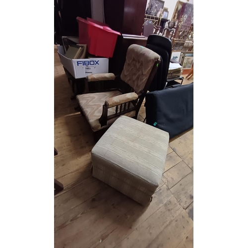 682 - Late Victorian Mahogany Armchair and an Upholstered Footstool