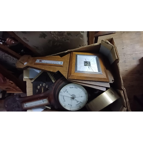 697 - Box lot of Clocks and Barometers