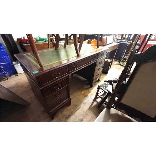 700 - Georgian Style Pedestal Desk with Tooled Leather Top