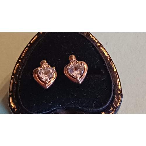 668 - Vintage Heart Shaped Sterling Silver Drop Earrings and another pair of stud earrings