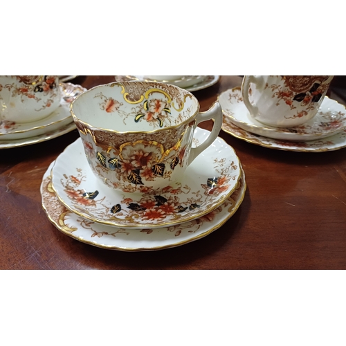 210 - 20 Piece Gilt Decorated Floral Tea Set (missing 1 cup) - Early 20th Century)