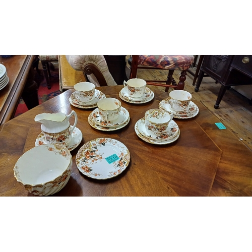 210 - 20 Piece Gilt Decorated Floral Tea Set (missing 1 cup) - Early 20th Century)