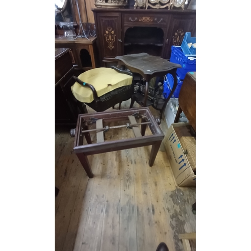 706 - Two Piano Stools and an Edwardian Table