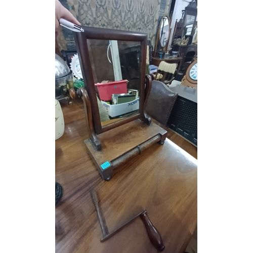 688 - Victorian Mahogany Table Mirror on platform base and 2 drawers