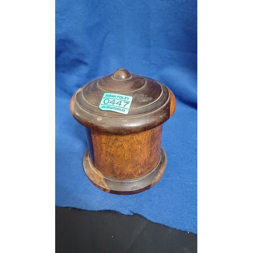 447 - Good 19th Century Treenware String Box (15cm Tall)