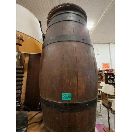 228 - Good Coopered Oak Antique Barrell with Seated Top (68cm)