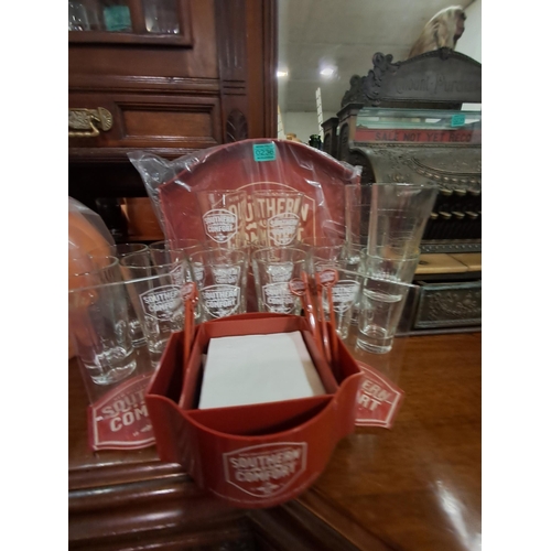 236 - Lot of Southern Comfort Glasses, Tray, Napkin Holder etc