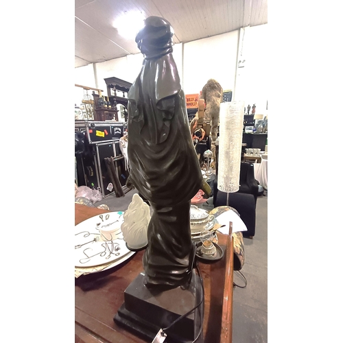 266 - Decorative Tall Metal Figural Lamp (93cm Tall) with marble base.  (a/f) 4