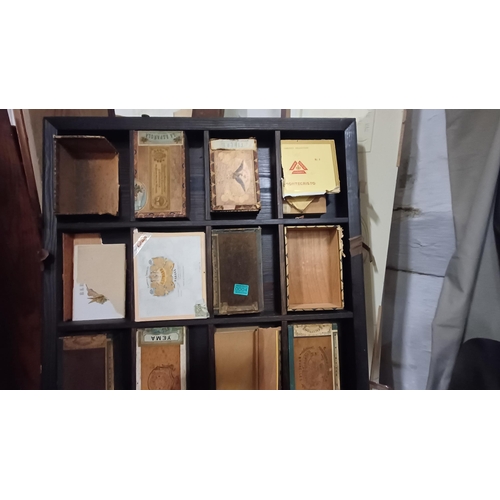 4 - Large collection of Vintage Wooden Cigar Boxes on Stand