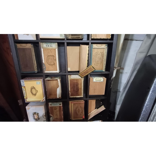 4 - Large collection of Vintage Wooden Cigar Boxes on Stand