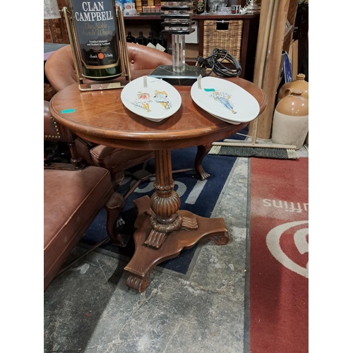 402 - Circular Mahogany Lamp Table on Carved Column