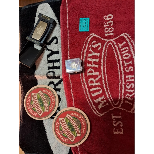 562 - Two Murphys Irish Stout Drip Mats, Tie Pin, Zippo type Money Clip, Penknife and Drip Mats