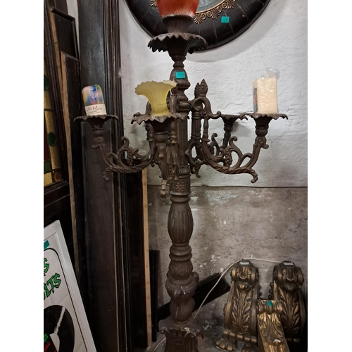 645 - Large Cast Iron full height Candle Stand (178cm Tall) - very good piece