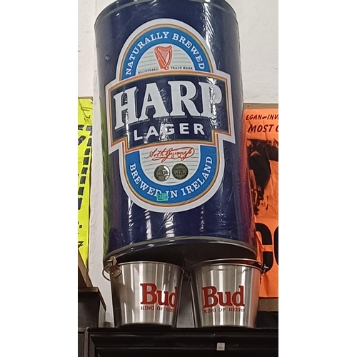 719 - Harp Lager Promotional Balloon Can and 2 Bud Ice Buckets