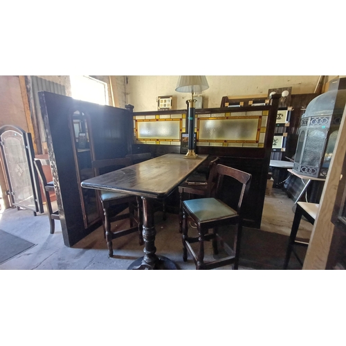 737 - Bar Partition Section with 2 Leaded Glass Panels and a High Table (all well made)