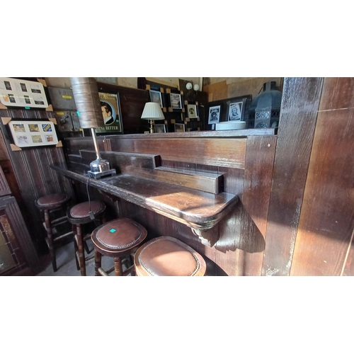 737 - Bar Partition Section with 2 Leaded Glass Panels and a High Table (all well made)