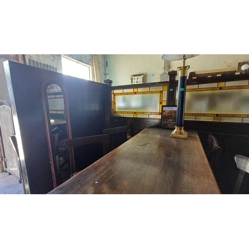 737 - Bar Partition Section with 2 Leaded Glass Panels and a High Table (all well made)