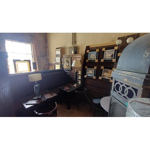 737 - Bar Partition Section with 2 Leaded Glass Panels and a High Table (all well made)