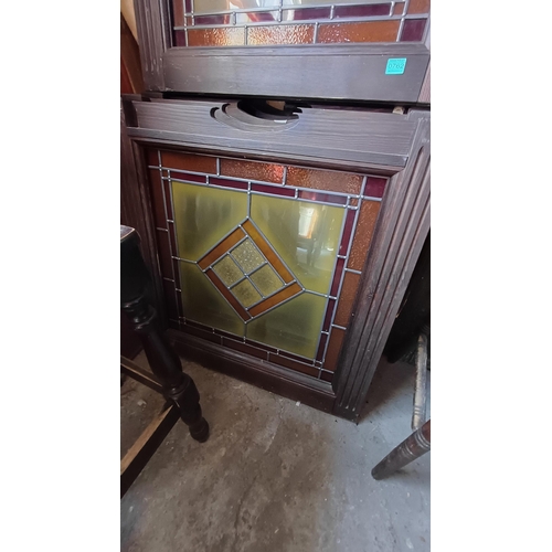 762 - Seven Leaded Glass Window Panels (84cm x 84cm including Frame)