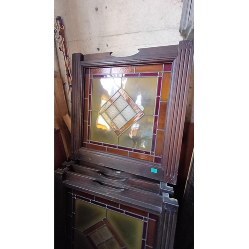 762 - Seven Leaded Glass Window Panels (84cm x 84cm including Frame)