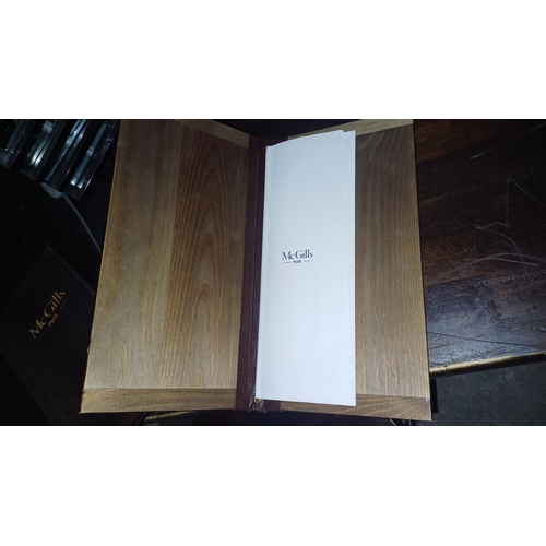 838 - Selection of Wooden Menu Holders from McGills Bar