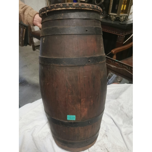 228 - Good Coopered Oak Antique Barrell with Seated Top (68cm)