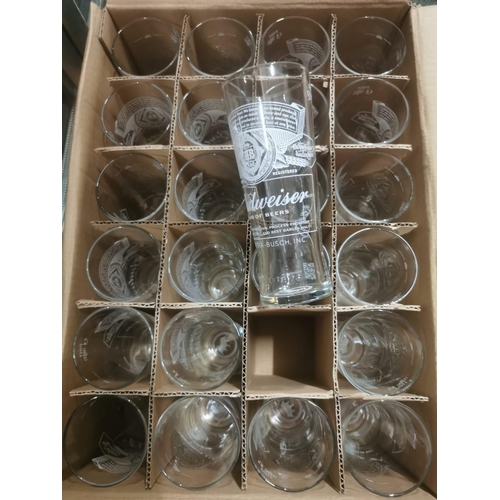 530 - 2 Dozen Budweiser Pint Glasses and 2 Dozen Guinness Pint Glasses